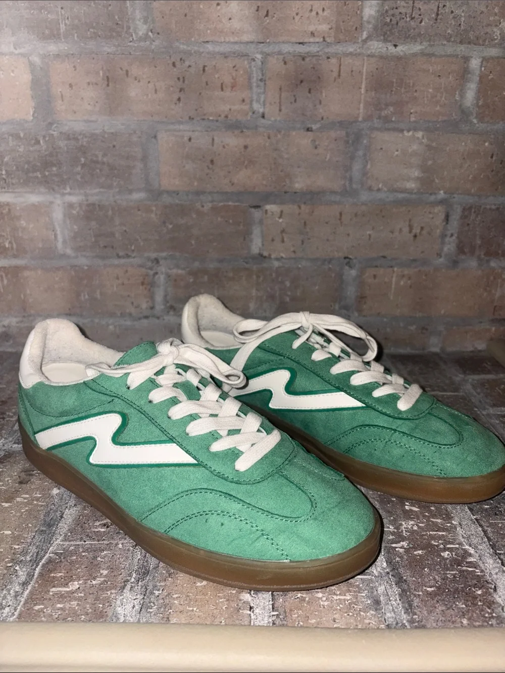 Green Suede Women’s Madden Girl Casual Trainers with White Accents- Size 10M